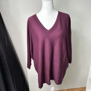 Pure Jill XS V Neck Lightweight Knit 3/4 Sleeve Oversized Top Sweater A3‎